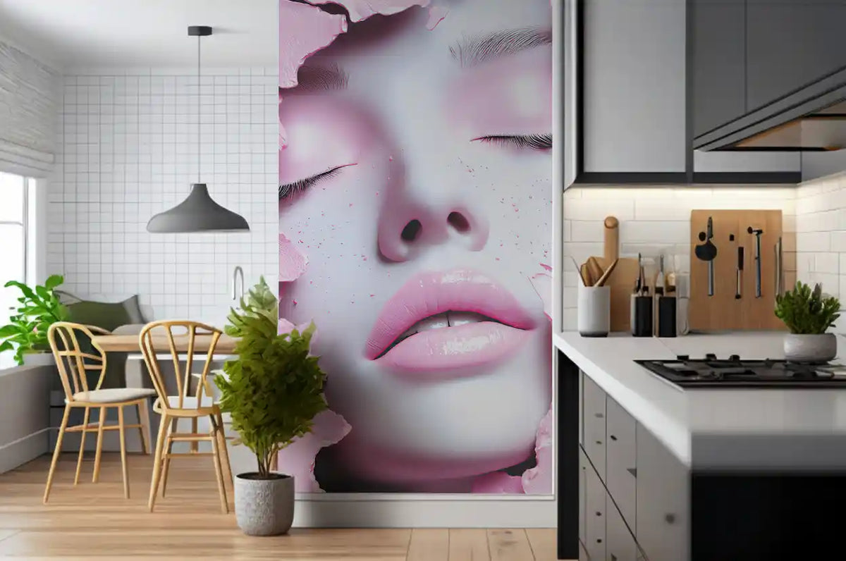 Ethereal Blush Girl Portrait Wall Mural