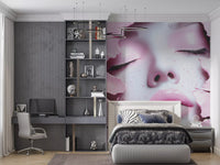 Ethereal Blush Girl Portrait Wall Mural