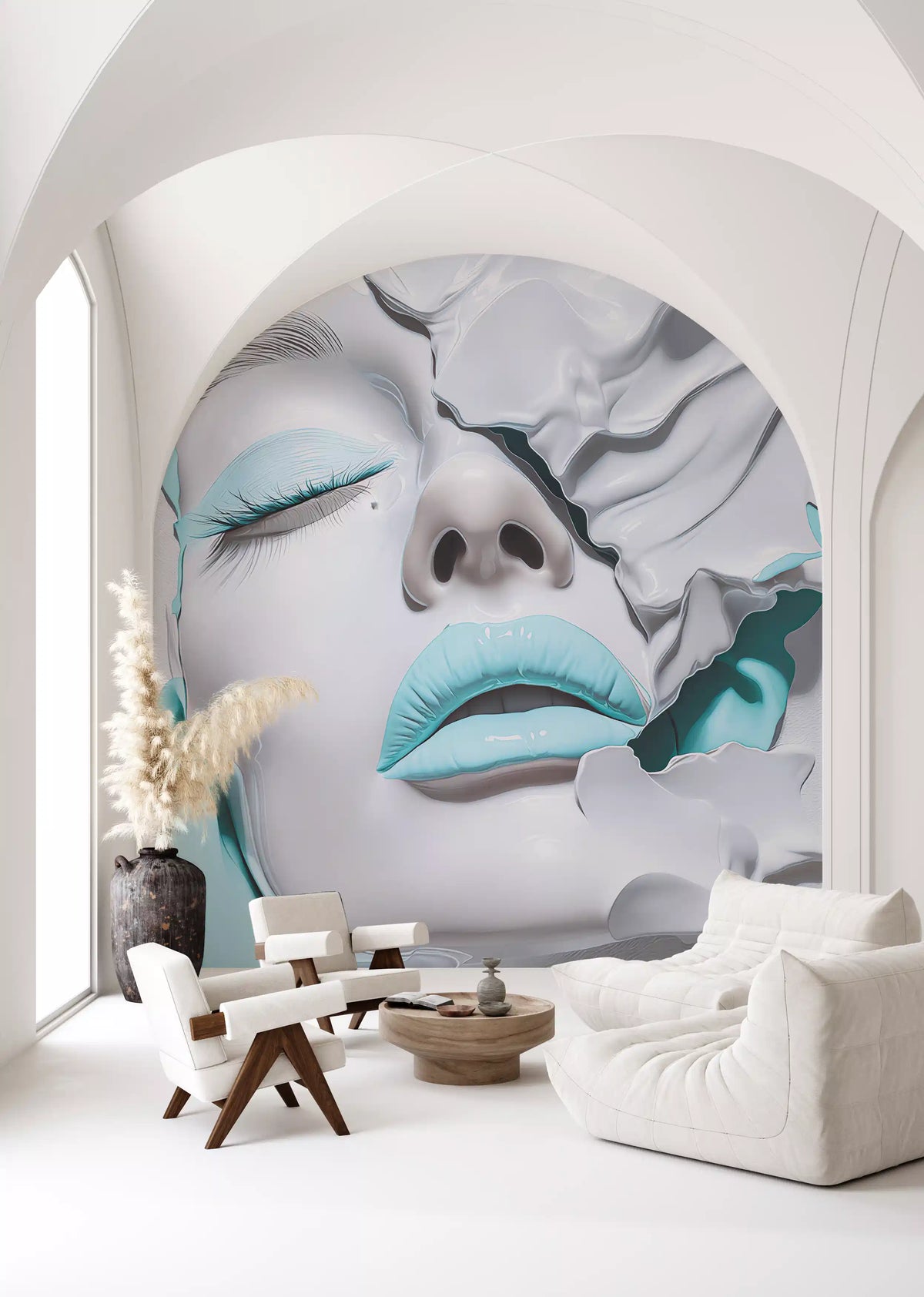 Turquoise Drip Aesthetic Girl Portrait Wall Mural