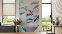 Turquoise Drip Aesthetic Girl Portrait Wall Mural