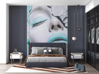 Turquoise Drip Aesthetic Girl Portrait Wall Mural