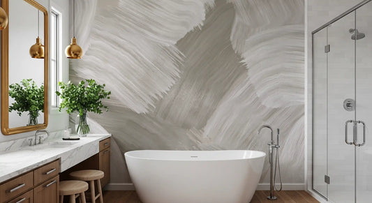 Soft Monochrome Abstract Brush strokes Wall Mural