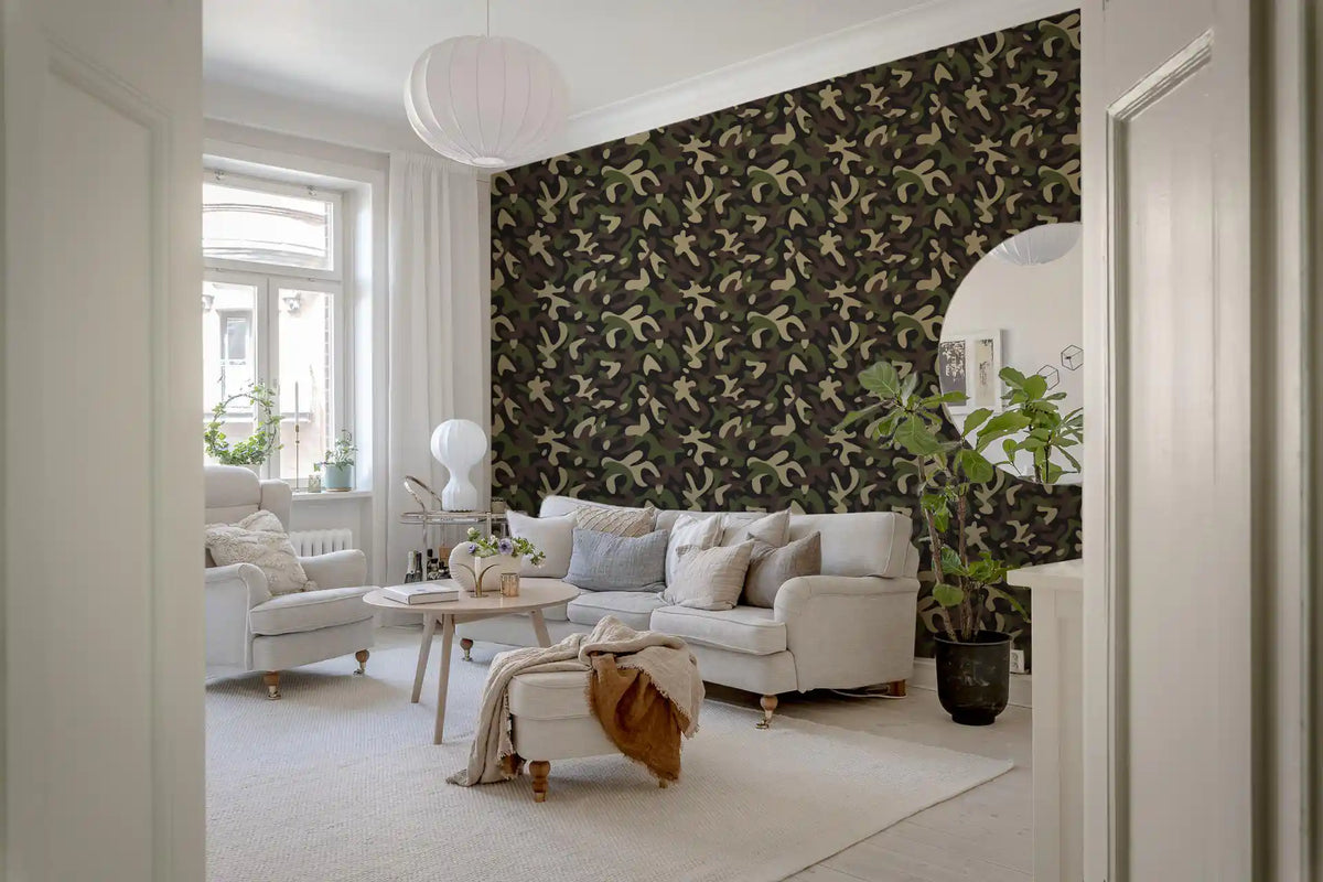 Classic Woodland Camouflage Pattern Wallpaper⁠
