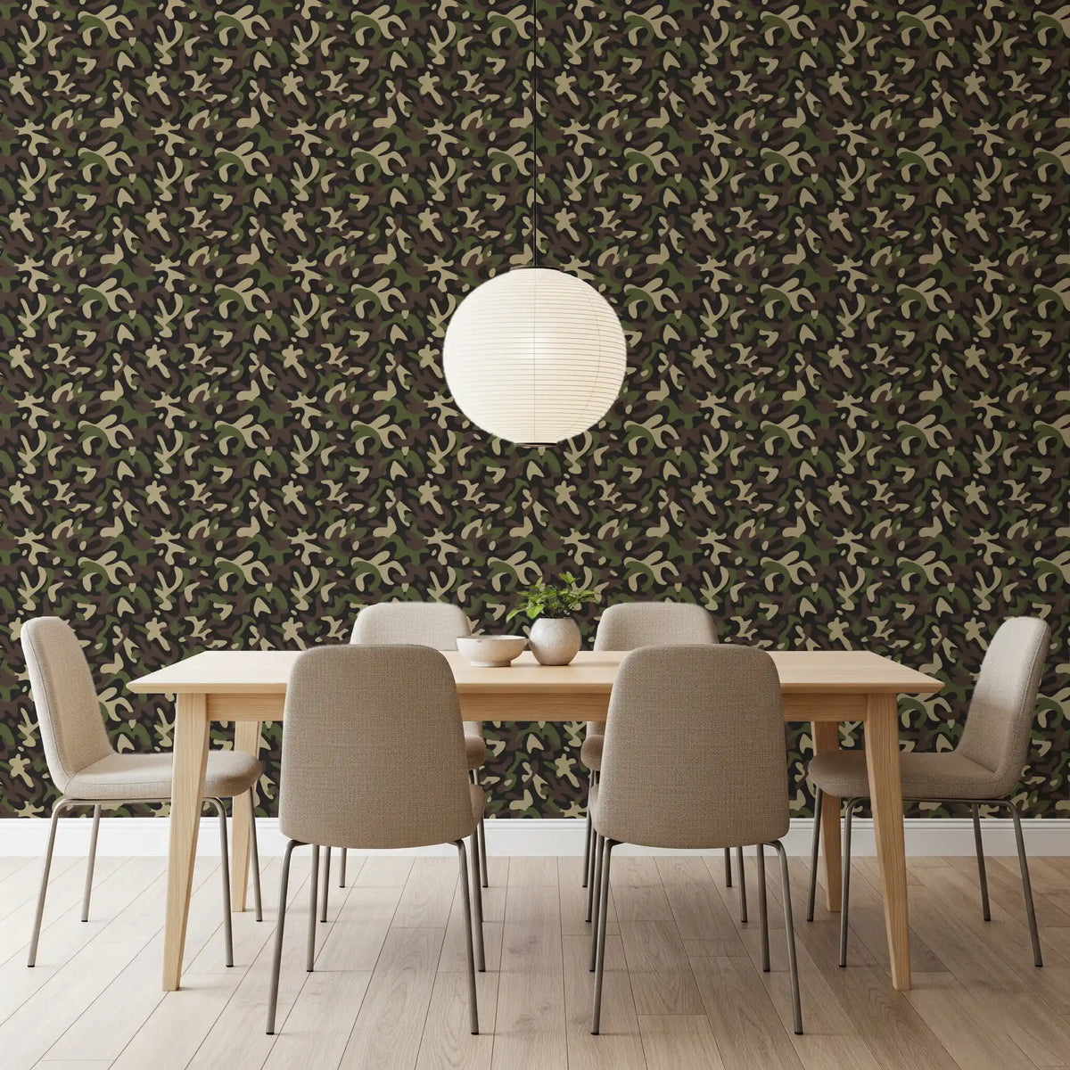 Classic Woodland Camouflage Pattern Wallpaper⁠