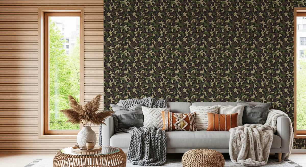 Classic Woodland Camouflage Pattern Wallpaper⁠