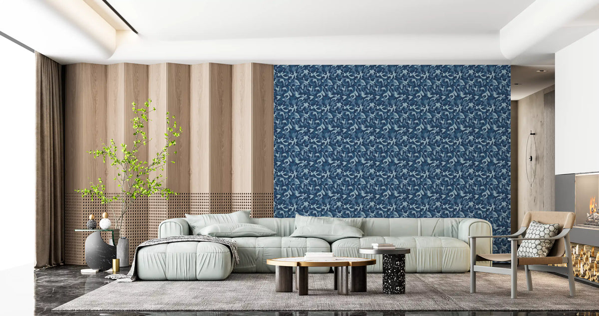 Midnight Navy Camo Pattern Wallpaper⁠