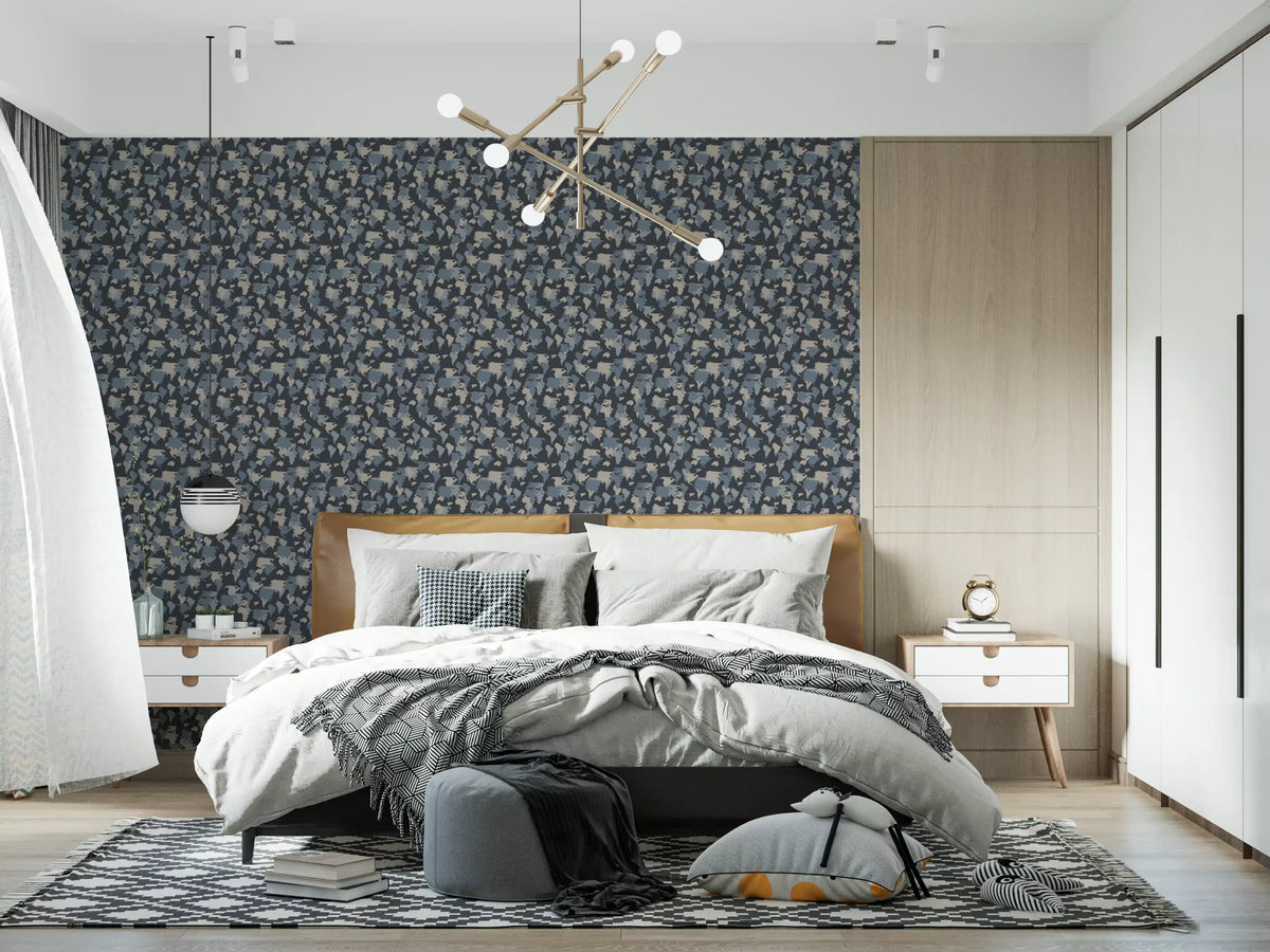 Modern Geographic Tonal Motif Wallpaper⁠