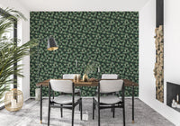 Minimalist Forest Green Swirls Wallpaper⁠
