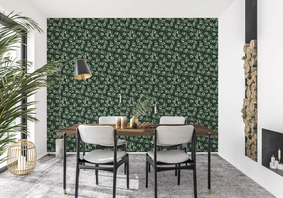 Minimalist Forest Green Swirls Wallpaper⁠