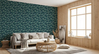 Minimalist Sage Palm Leaf Weave Wallpaper⁠