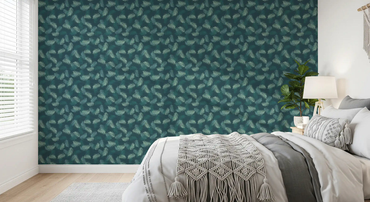 Minimalist Sage Palm Leaf Weave Wallpaper⁠