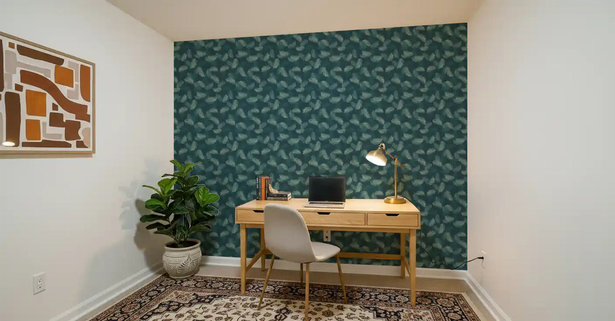 Minimalist Sage Palm Leaf Weave Wallpaper⁠
