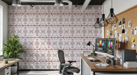 Folklore Geometric Cross-Stitch Pattern Wallpaper⁠