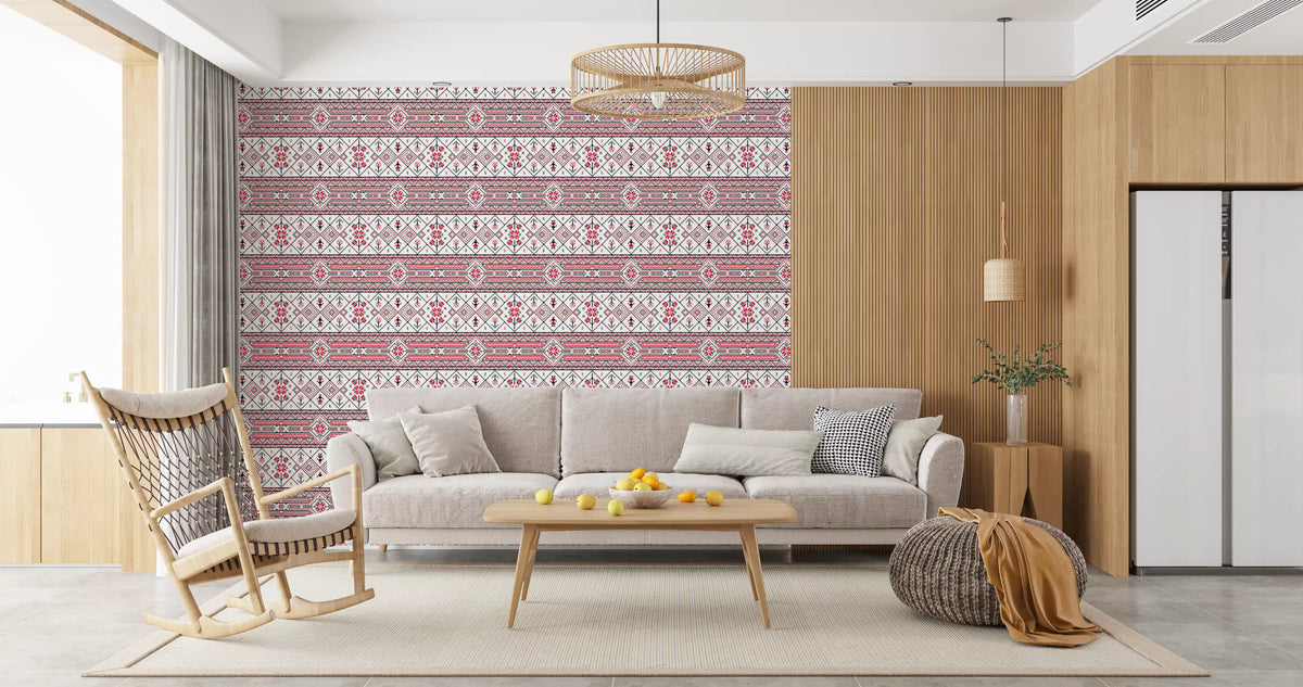 Minimalist Embroidered Folk Texture Wallpaper⁠