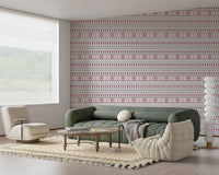 Geometric Folk Art Tile Pattern Wallpaper⁠