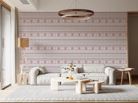 Geometric Folk Art Tile Pattern Wallpaper⁠