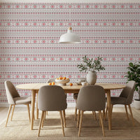 Geometric Folk Art Tile Pattern Wallpaper⁠