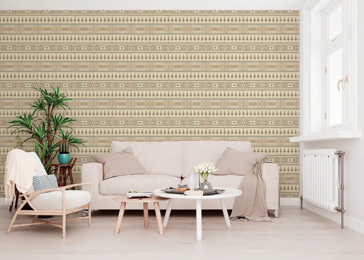 Folklore Cross Stitch Motif Wallpaper⁠