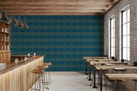 Abstract Teal and Gold Mosaic Wallpaper⁠