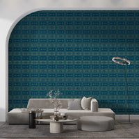 Abstract Teal and Gold Mosaic Wallpaper⁠