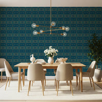 Abstract Teal and Gold Mosaic Wallpaper⁠