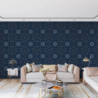 Midnight Cross Stitch Geometric Wallpaper⁠