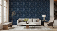 Midnight Cross Stitch Geometric Wallpaper⁠