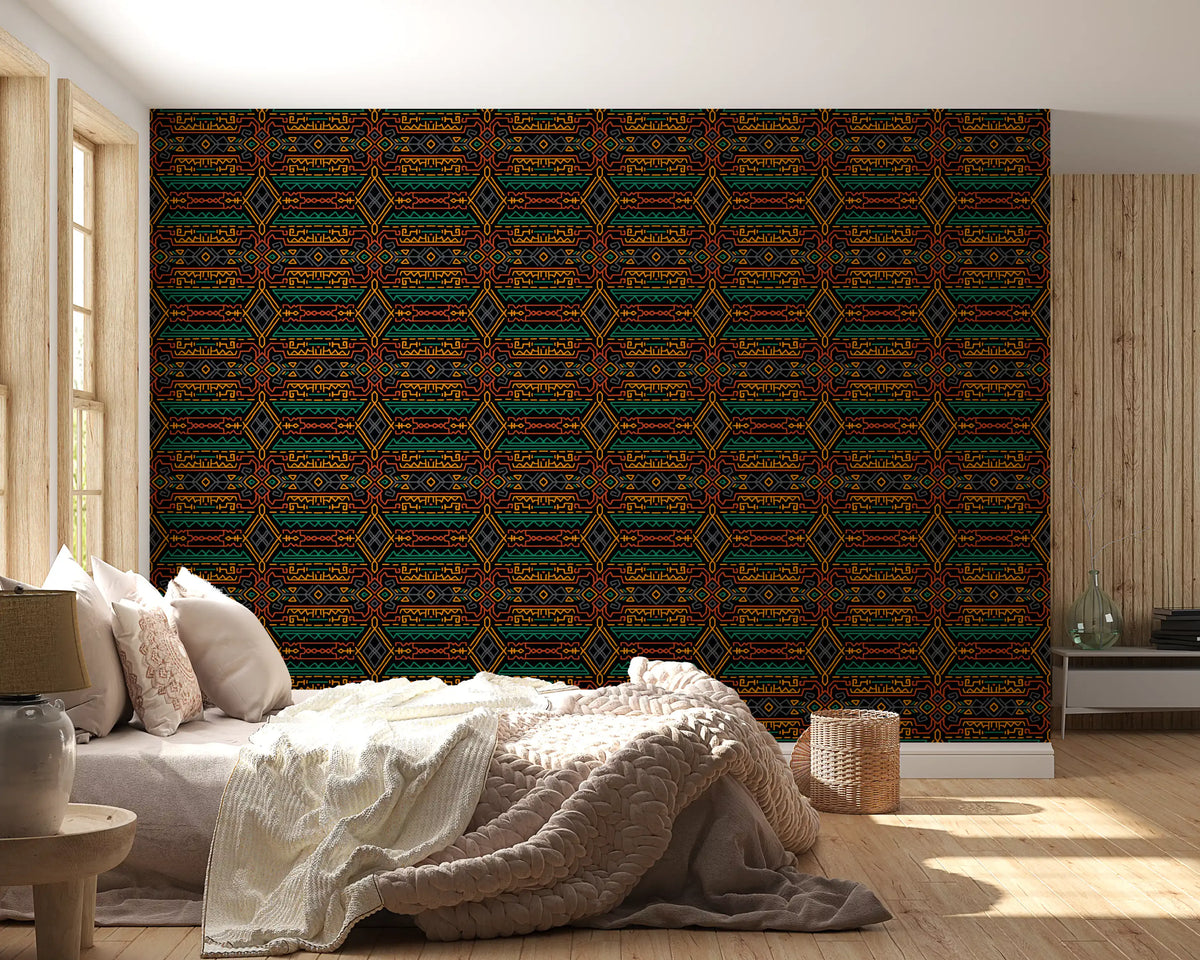 Tribal Geometric Pattern Mural Wallpaper⁠