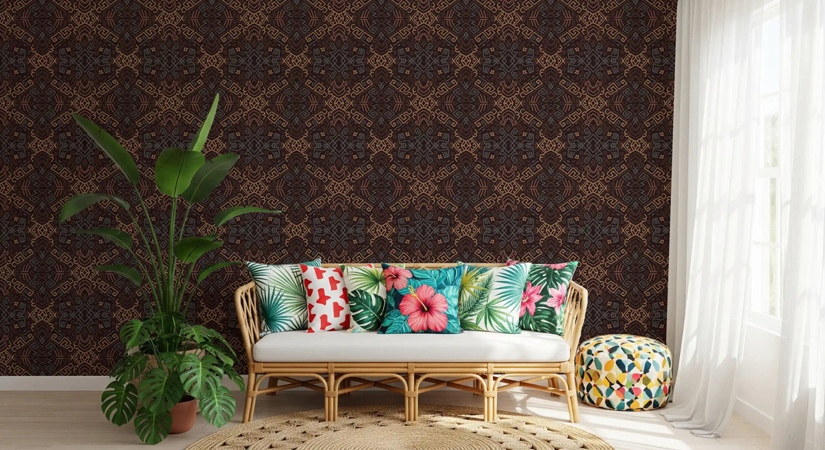 Abstract Tribal Line Motif Wallpaper⁠