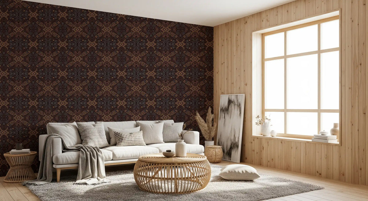Abstract Tribal Line Motif Wallpaper⁠