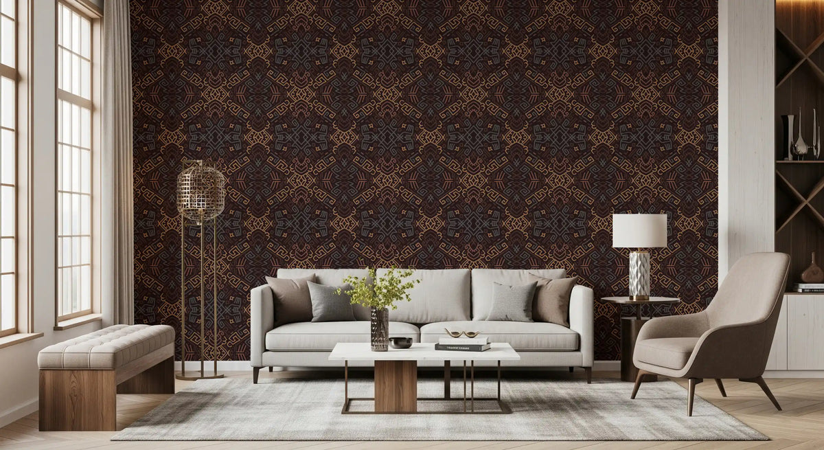 Abstract Tribal Line Motif Wallpaper⁠