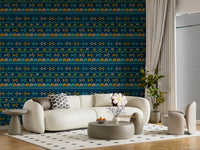 Tribal Indigo Patterned Motif Wallpaper⁠