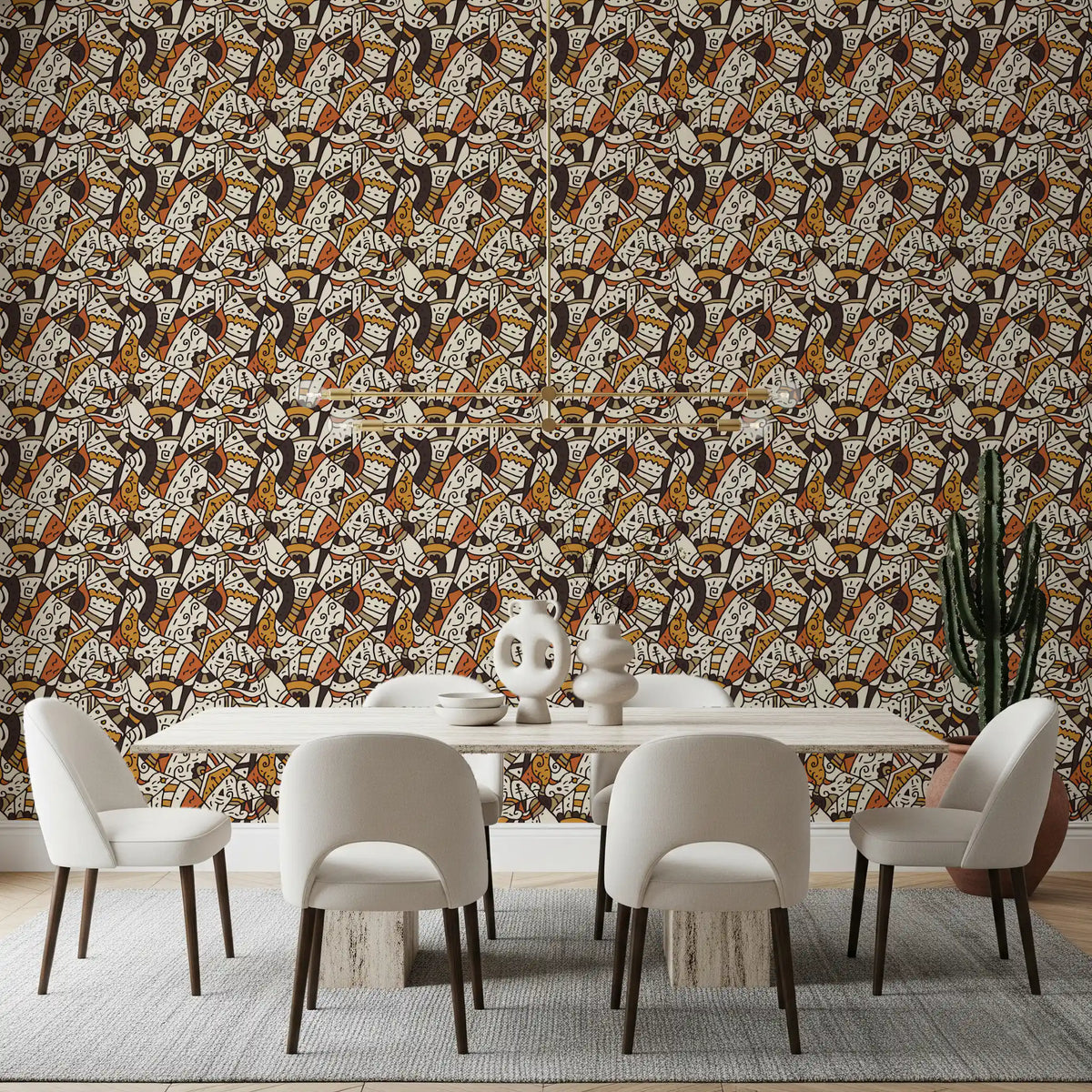 Abstract Tribal Spirals and Shapes Wallpaper⁠