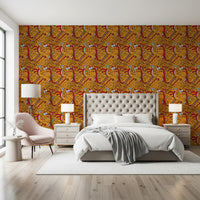 Tribal Ochre Geometric Pattern Wallpaper⁠