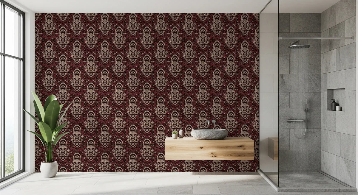 Tribal Mask Geometric Pattern Wallpaper⁠