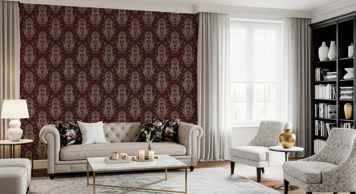 Tribal Mask Geometric Pattern Wallpaper⁠