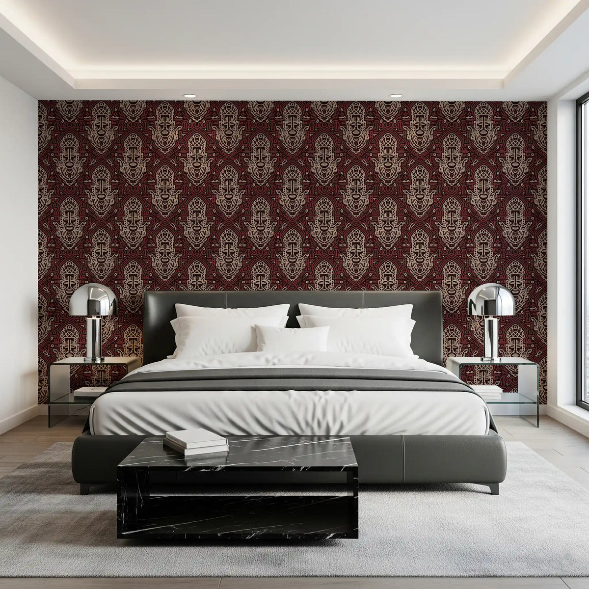 Tribal Mask Geometric Pattern Wallpaper⁠