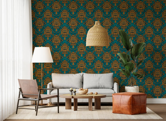 Graphic Mask Motif Pattern Wallpaper⁠