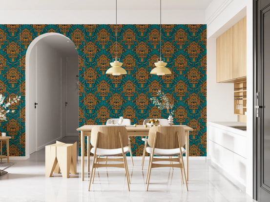 Graphic Mask Motif Pattern Wallpaper⁠