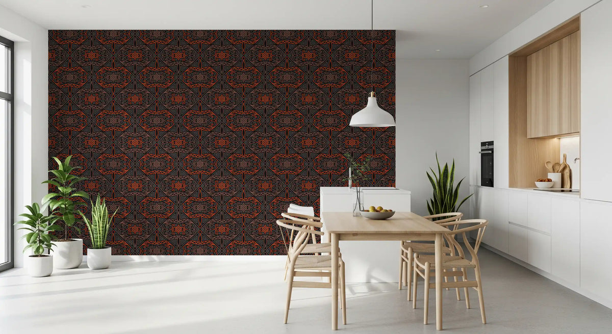 Abstract Charcoal and Terracotta Lines Wallpaper⁠