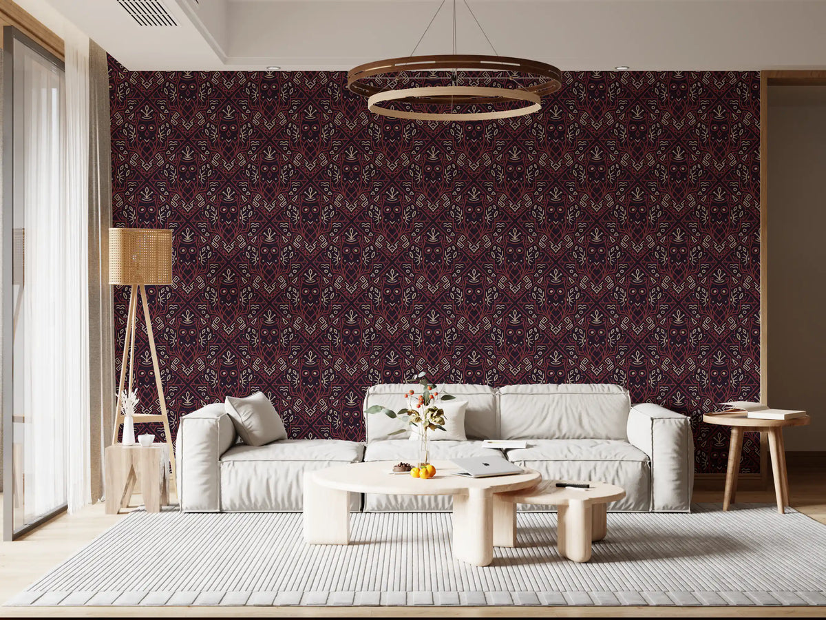 Geometric Tribal Owl Pattern Wallpaper⁠