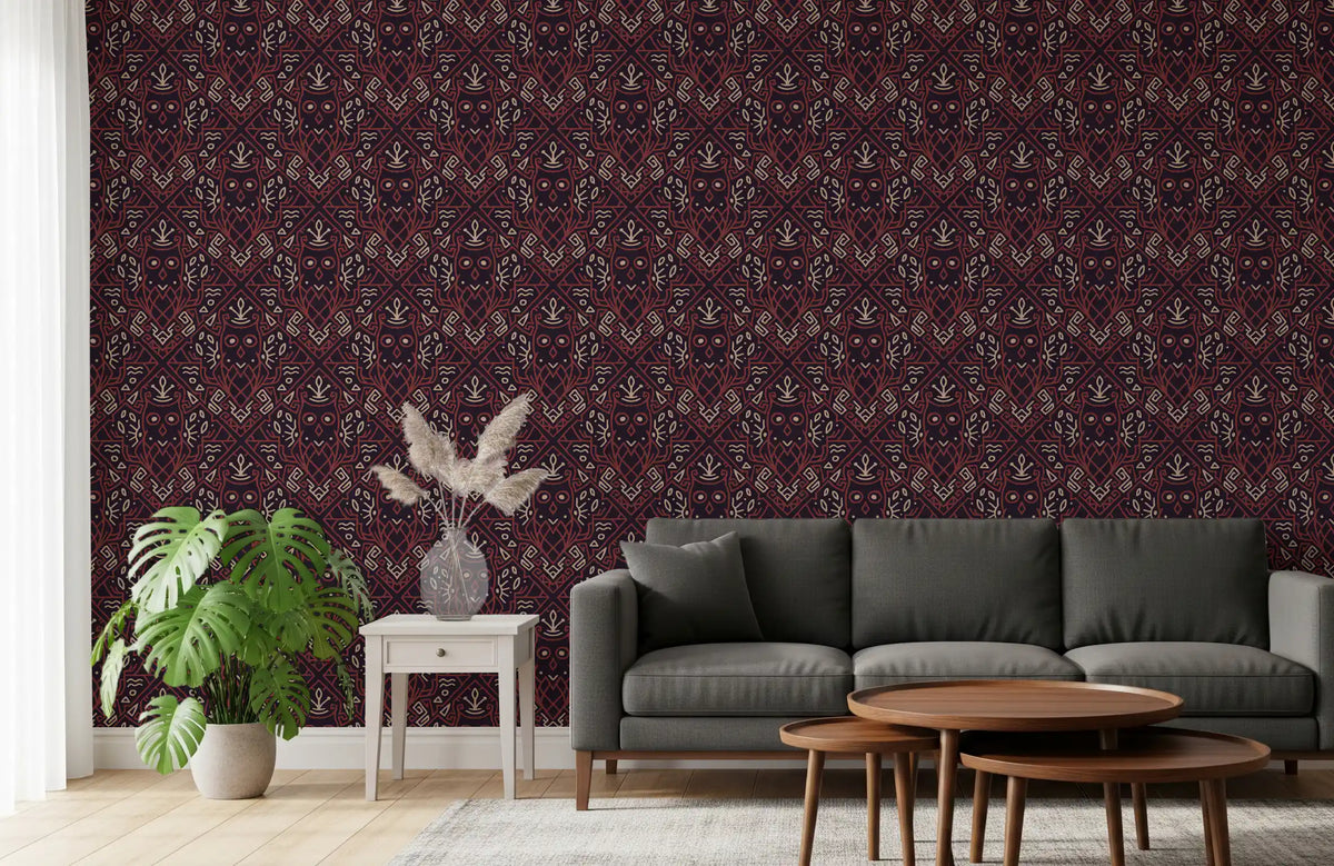 Geometric Tribal Owl Pattern Wallpaper⁠