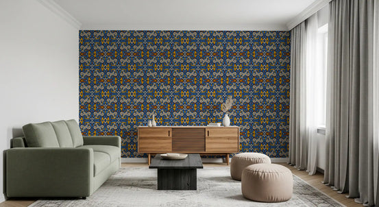 Tribal Mosaic Tile Motif Wallpaper⁠