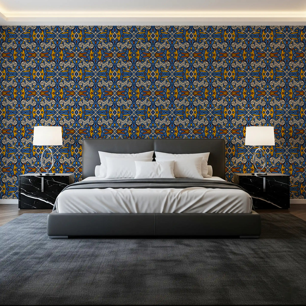 Tribal Mosaic Tile Motif Wallpaper⁠