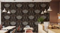 Choco Floral Damask Motif Wallpaper⁠