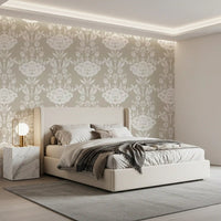 Minimalist Floral Damask Motif Wallpaper⁠