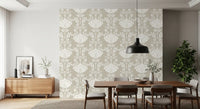 Minimalist Floral Damask Motif Wallpaper⁠