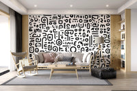 Minimalist Black and White Doodle Art Wall Mural