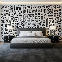 Minimalist Black and White Doodle Art Wall Mural