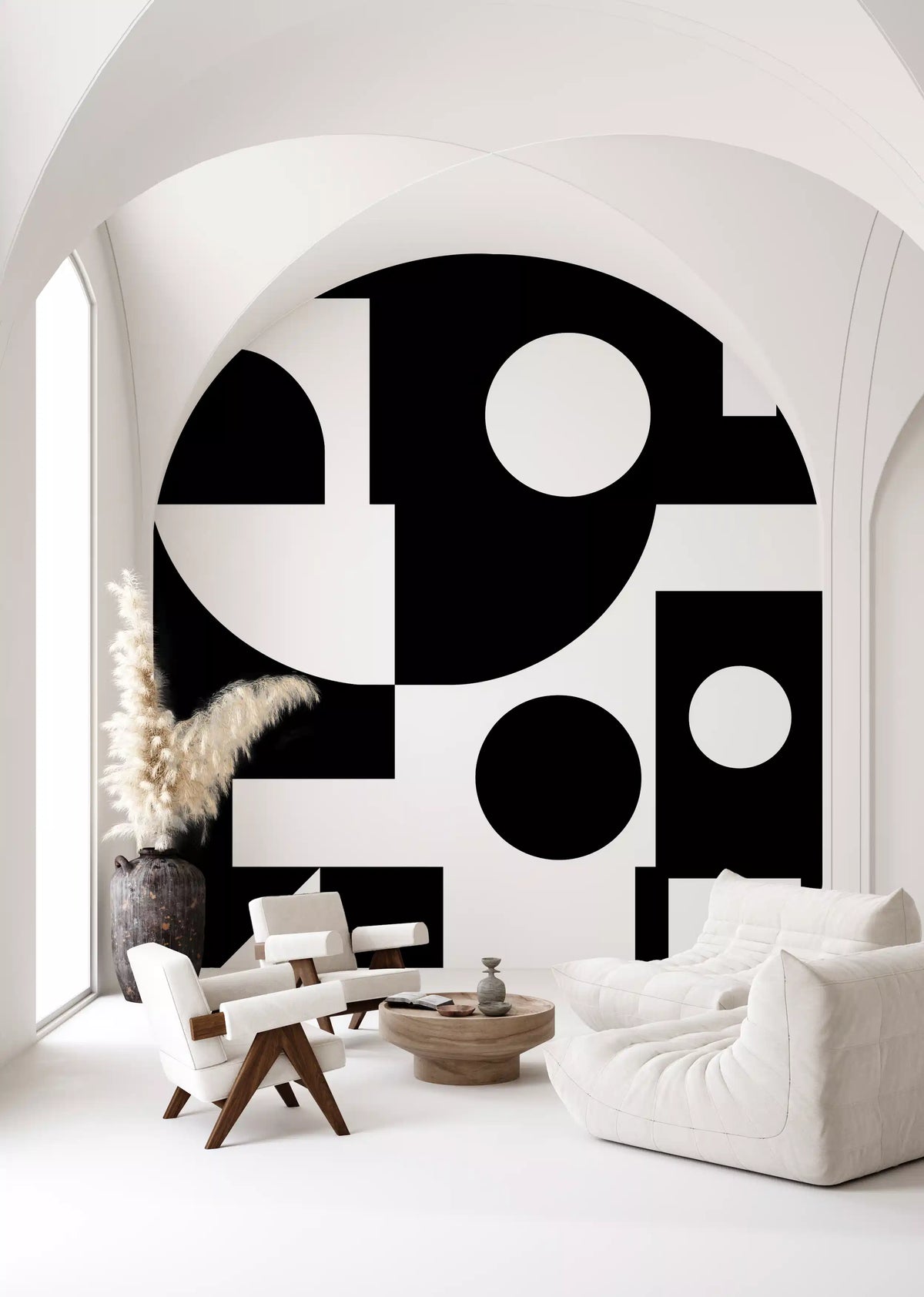 Minimalist Monochrome Geometry Wall Mural